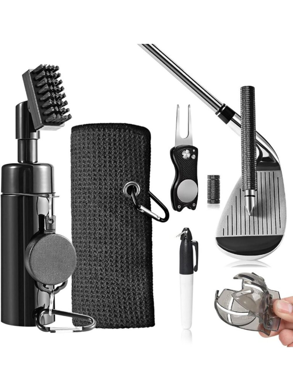 Complete Golf Club Cleaning Kit - Accessories, Water Brush, Towel, Divot Tool